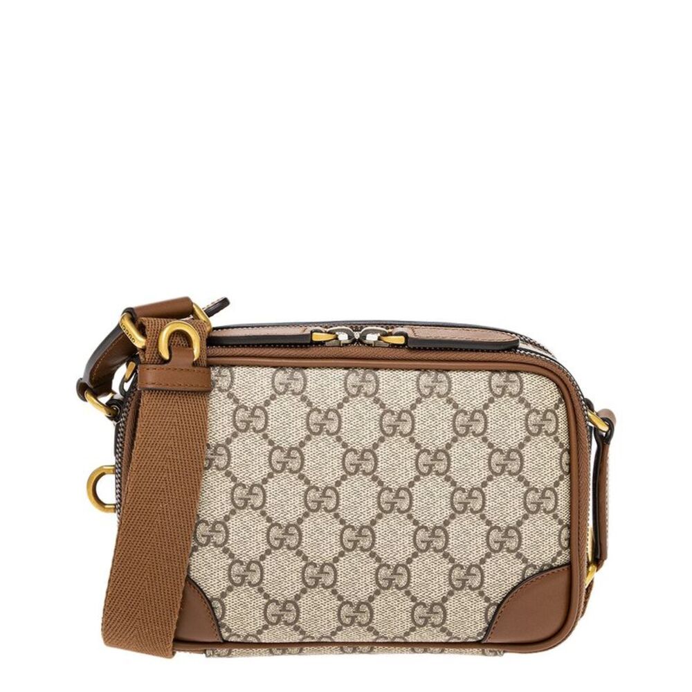 Gucci Gg Emblem Embossed Dual Compartment Mini Bag, Brown